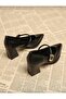 Altin Buckled Black Leather Heeled Women's Shoes - 4