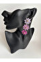 Purple Triple Flower Straw Earrings (7.2 cm) - 6