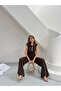 Women's Brown Gold Buttoned Vest and Trousers Two-Piece Set - 5