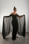 Beaded Embroidered Slit Evening Dress with Cape Sleeves, Wedding, Engagement Dress - 3