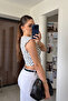 Padded Polka Dot Patterned Blouse with Back Zipper - White - 3