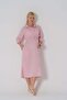 Maternity Elastic Sleeve Shirt Collar Midi Length Linen Dress Pink - 6