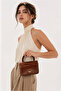 Women's Light Brown Patent Leather Mini Box Handbag with Side Cross Strap and Handle Modern Stylish Women's Bags - 2