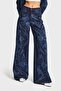 İts Basic Women's Dark Blue Color Palazzo Fit Shiny Stone Patterned Special Design Denim Jeans - 3