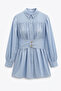 Wide Belted Shirt Y0134 - Baby Blue - 6