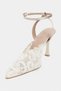 Aveny Beige Lace Embroidery Detail Ankle Strap Thin Heeled Women's Shoes - 4