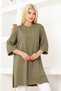 Women's Khaki Green Oversize Tunic T-Shirt – Half Sleeves, Round Neck, Relaxed Fit - 3