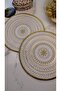 Gold Sequin and Embroidered Linen Cocktail Presentation Napkins, Pack of 2 | Authentic Mandala Series Luna–Double Stamp - 2