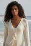 Women's Tie-Up Perforated Knit Pareo Beach Dress and Cardigan - 2