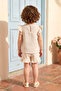 Girl's Top and Bottom Set Summer Ruffle Detailed Heart Embroidered Stone - 2