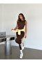 Leggings Jumpsuit with Back Detail - Brown - 3