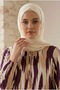فستان إسلامي من الفيسكوز بنقشة إيكات مقاس كبير - بنفسجي وإكرو - تصميم مريح، مناسب للربيع - 2