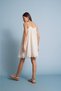 Pleated and Lace-Detail Short Dress Natural - 4