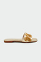 Cosy Bead Embroidered Women's Gold Flat Slippers - 2