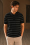 Men's Old Money Striped Polo Collar Knitwear T-Shirt Slim Fit - 2