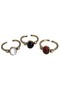 Pure Copper Adjustable 3 Pieces Red, Black, White Natural Stone Ring Trend Fashion - 2