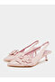 Pink Floral Slingback Kitten Heels Shoes - 2