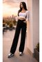 Awan High Waist Women's Black Denim Trousers Black Loose Jeans Lycra Stretch Palazzo - 2