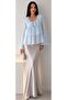 Women's Ruffle Collar Lace-Up Detailed Layered Peplum Long Sleeve Chiffon Blouse - 6