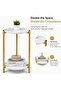 Side Table 2-Tier Round Marble Finish Top 60x30cm - End Coffee table MDF desktop with below Storage Accent Table for Living Room, Balcony, Sofa side Table - White - 3