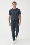 Men's Navy Blue Comfortable Fit Soft Textured T-Shirt Pants Bottom Top Set 2604353 - 4