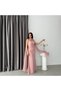 Powder Strapless Shawl Detailed Draped Evening Dress - 3