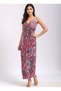 Women's Strappy Waist Dress with Stone Accessory Detail, Colorful, Stylish, Curve-Friendly, Patterned Dress - 3