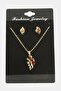Ilkeshop Dragonfly Zircon Stone (225653) Set Necklace-Red - 2