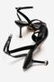 Women's Black Single Strap Stone Logo Detailed 8 cm Goblet Heeled Sandals Shoes - 4