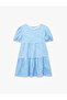 Balloon Sleeve Crew Neck Layered Detailed Floral Dress