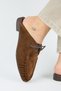 Mitzi Women's Genuine Leather Pleated Lace-Up Tan Slippers - 5