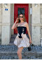 Cream Denim Corset Balloon Skirt Set - 7914 - 5