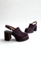 Brown Suede Closed Toe Women's Heeled Sandals P9335 - 5