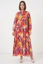 Women's Shirt Collar, Gathered Waist, Floral Patterned Viscose B.Lila Hijab Dress - 7
