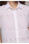 Fashion Fit Shirt Neck Jacquard Women's White Short Sleeve Shirt - 4