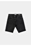 Straight Fit Low Waist Plain Men's Black Denim Jean Shorts - 5