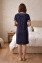Venera Relax V-Neck Stripe Detailed Short Sleeve Maternity Nightgown - 4