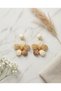 Straw Flower Earrings Cream Brown Natural Textured Summer Bohemian Women's Earrings