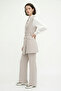 Double-Breasted Collar Belt Detailed Beige Suit 1669 - 2