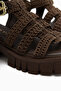 Carmina Brown Thick-Soled Women's Sandals with Knitted Detail - 4