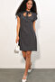 Women's Short Bowknot Polka Dot Dress 2605 - Black - 2