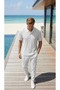 Men's Trendy Summer Wrinkled Fabric Short Sleeve T-Shirt and Pants Set - 7