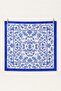 Women's Blue Ethnic Patterned Satin Scarf 50X50 cm – Silky Soft Square Bandana