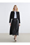 Elastic Waist Leather Look Flared Skirt