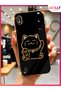 Black Edge Gold Detailed Lucky Cat Stand Luxury Silicone Case for Samsung Galaxy A10