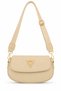 Beige Cream Women's Crossbody Bag with Gold Accessories and Adjustable Strap -