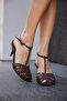 Best Women's Brown Suede Strap Heel Sandals - 2