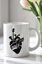 Music Themed Heart Patterned 330ml Printed White Ceramic Mug Cup - 2