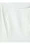 White U-Neck Brode Dress with Waist Belt - 7