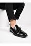 Men's Black Patent Leather Genuine Leather Loafer Shoes - 2